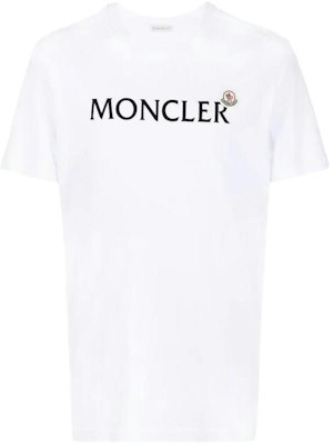 モンクレール SS22 ホワイト ロゴプリント クルーネック Tシャツ. H20918C000258390T001 Order モンクレール SS22 ホワイト ロゴプリント クルーネック Tシャツ. H20918C000258390T001