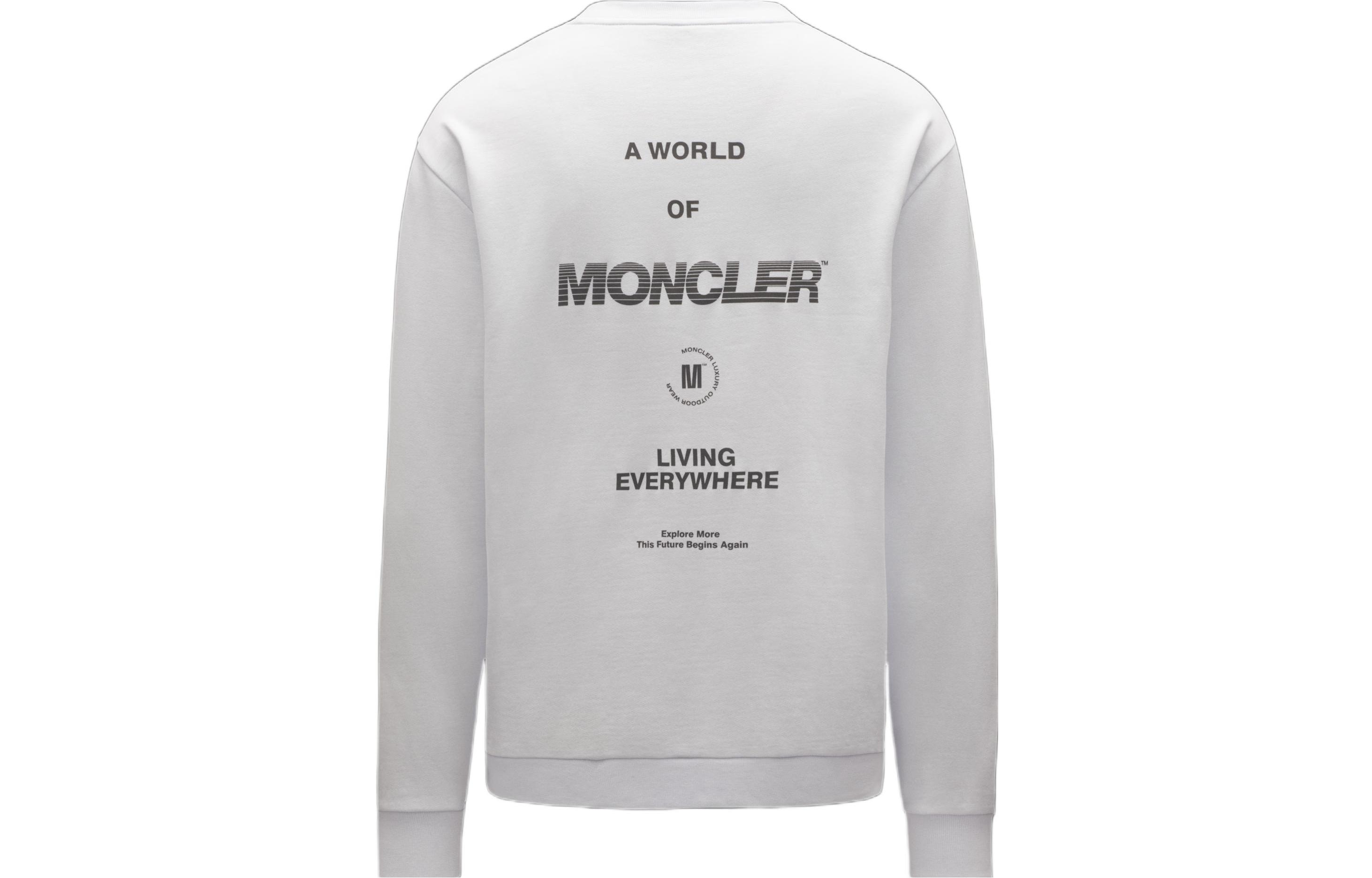 Moncler SS22  White Pullover Crewneck Sweatshirt with Logo Print. H10918G00031809KR001