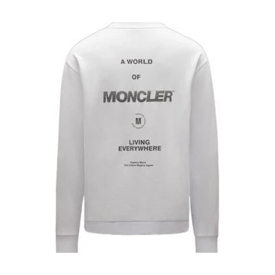 Moncler SS22 White Pullover Crewneck Sweatshirt with Logo Print. H10918G00031809KR001