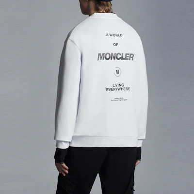 Moncler SS22 Sudadera Blanca de Cuello Redondo con Logo Impreso. H10918G00031809KR001 Shop Moncler SS22 Sudadera Blanca de Cuello Redondo con Logo Impreso. H10918G00031809KR001