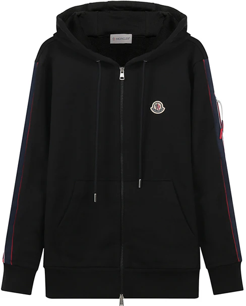 moncler-ss-22-black-cotton-logo-tape-zip-up-jacket-back-to-school-hoodie-men-8-g00037809-kr-999