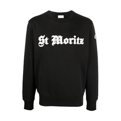 Moncler SS22 Black Crewneck Sweatshirt with Letter Print长 H20918G00023809KR999