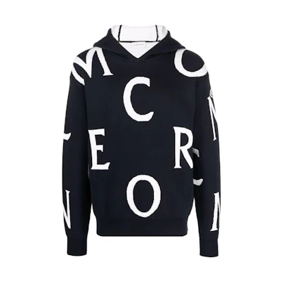 Moncler SS22 Black Pullover Hoodie with Letter Print H10919C00012M1640770