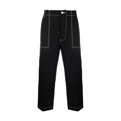 Moncler SS22 Black Relaxed Straight-Leg Casual Pants with Stitch Details H10912A000365962A999