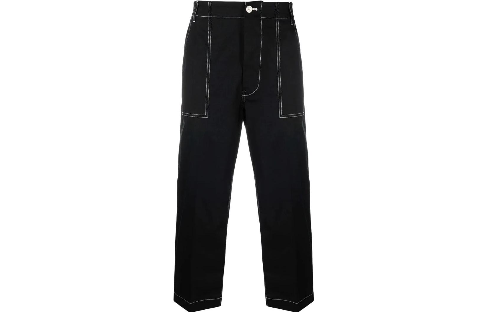 Order Moncler SS22 Black Relaxed Straight-Leg Casual Pants with Stitch Details H10912A000365962A999