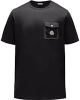 Moncler SS22 Black Short Sleeve Crewneck T-Shirt with Pocket and Logo. H10918C000488390Y999 Moncler SS22 Black Short Sleeve Crewneck T-Shirt with Pocket and Logo. H10918C000488390Y999