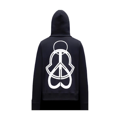 Moncler SS22 Black Solid Logo Print Zip-Up Hoodie H109H8G00002M1739999
