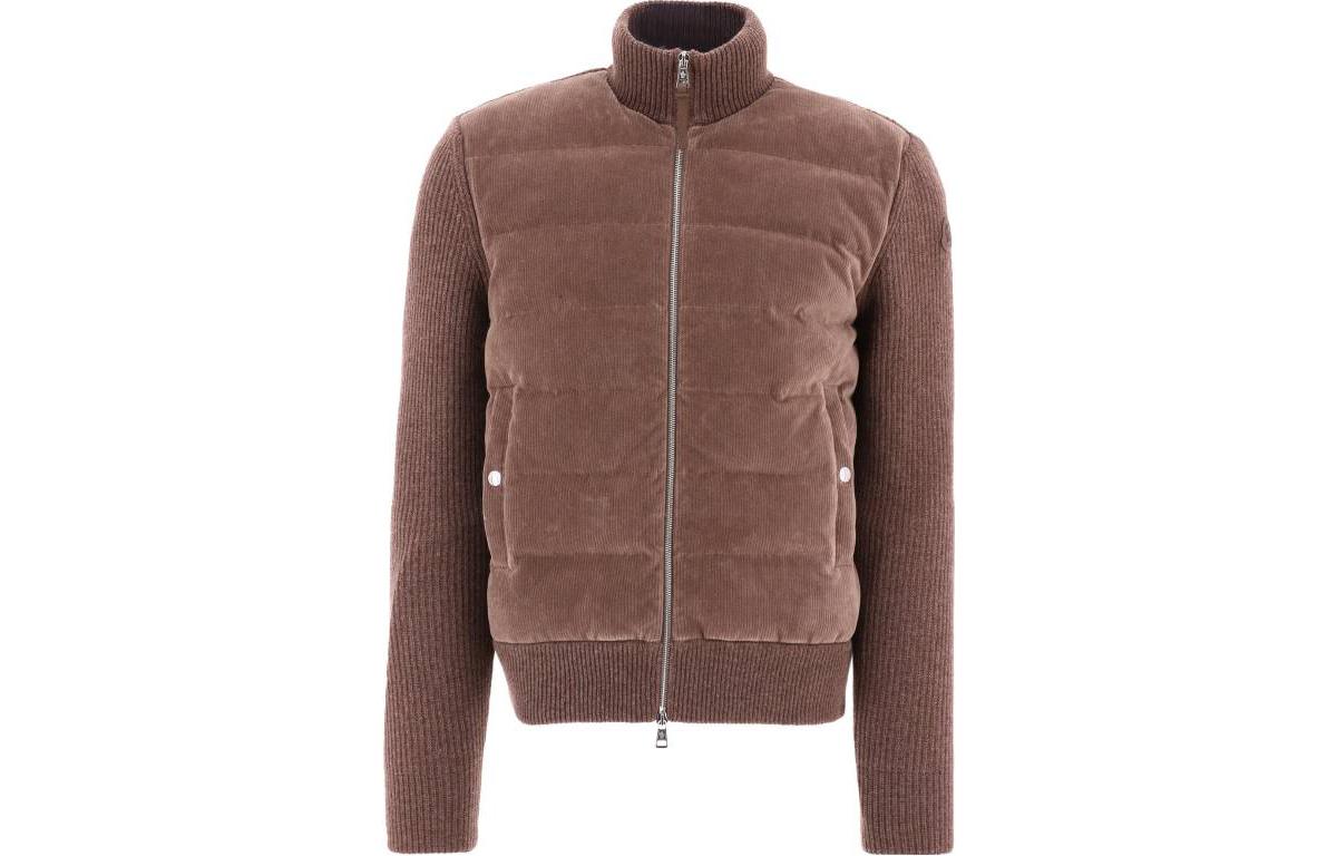 Moncler SS22 Brown Solid Zip-Up Stand Collar Jacket 9B00012M1241240