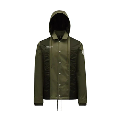 Moncler SS22 Colorblock Logo Print Hooded Jacket Military Green H10911A00087595UE830
