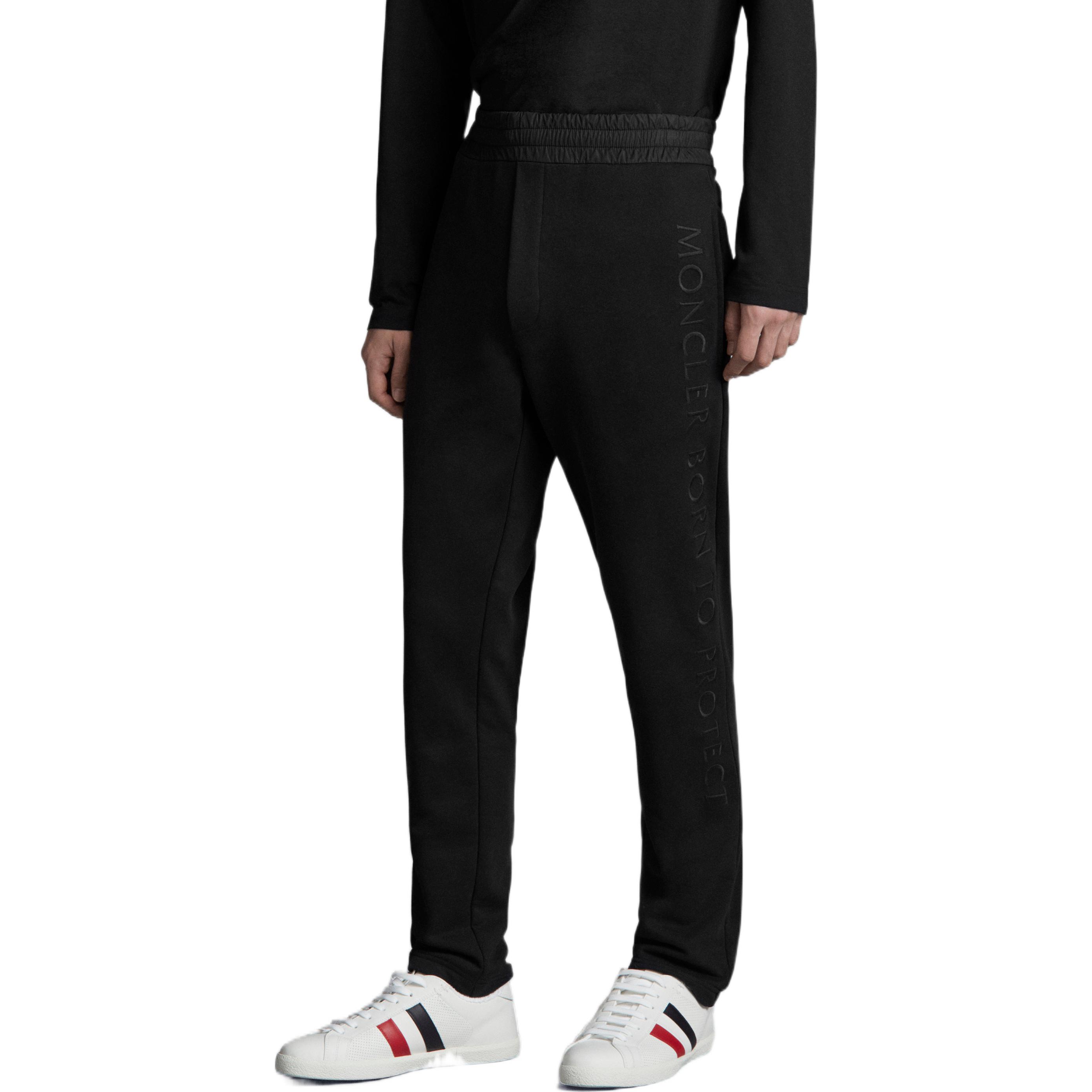 Purchase Moncler SS22 Embroidered Tapered Fit Knit Track Pants  Black H10918H00021899M4999
