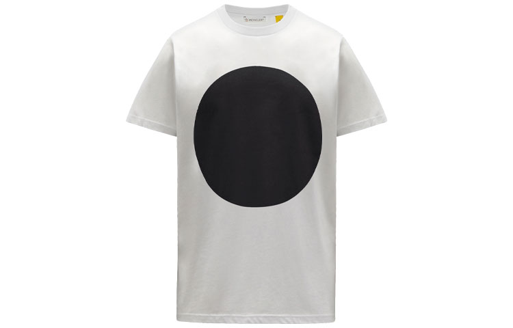 Moncler SS22 Geometric Print Crewneck Short Sleeve T-Shirt Silk White Mens H109H8C00001809E3034