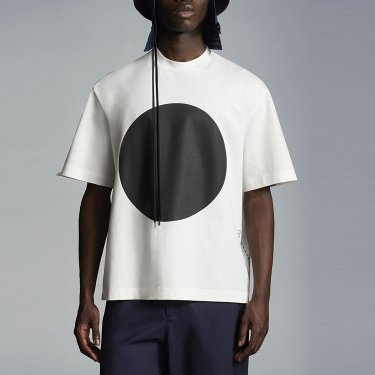 Moncler SS22 Geometric Print Crewneck Short Sleeve T-Shirt Silk White Mens H109H8C00001809E3034 圖 3