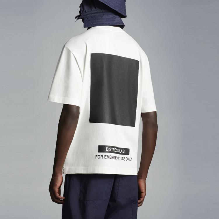 Moncler SS22 Geometric Print Crewneck Short Sleeve T-Shirt Silk White Mens H109H8C00001809E3034 圖 4