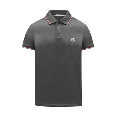 Moncler SS22 Grey Logo Striped Short-Sleeve Polo Shirt H20918A7030084556984