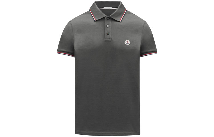 Moncler SS22 Grey Logo Striped Short-Sleeve Polo Shirt H20918A7030084556984 圖 2