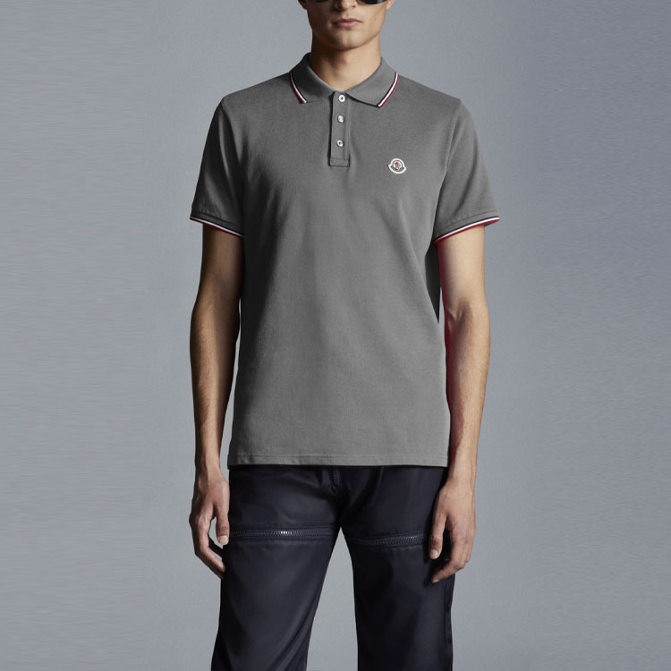 Moncler SS22 Grey Logo Striped Short-Sleeve Polo Shirt H20918A7030084556984 圖 3