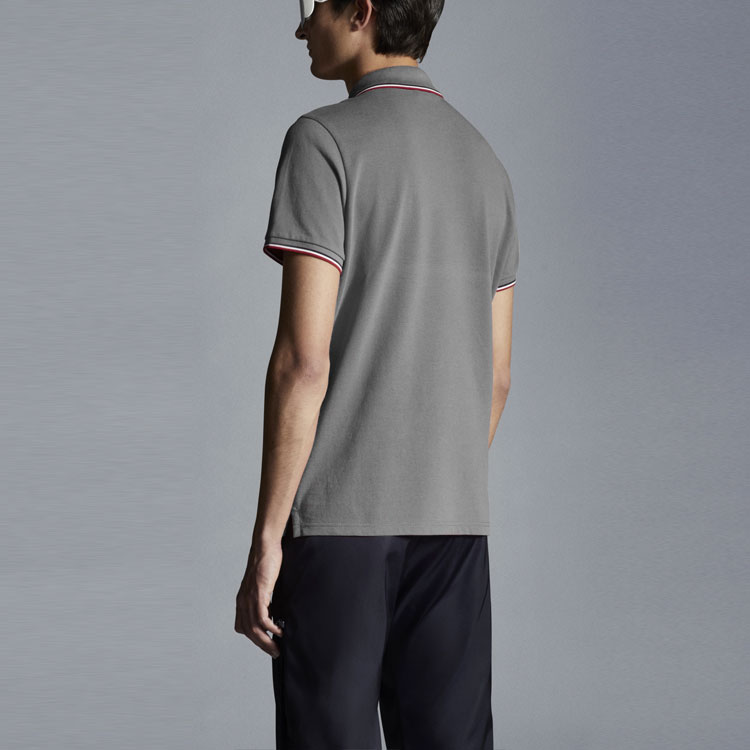 Moncler SS22 Grey Logo Striped Short-Sleeve Polo Shirt H20918A7030084556984 圖 4