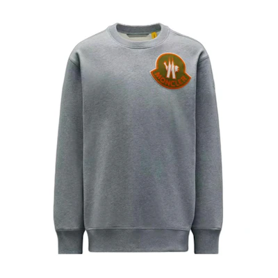 Moncler SS22 Grey Pullover Crewneck Sweatshirt Simple Logo Autumn Wear H10928G000188098U984