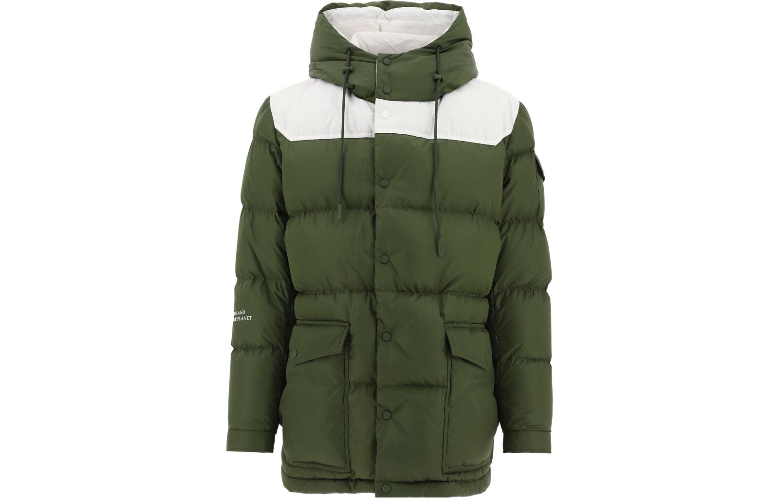 Moncler SS22 Junzo Colorblock Hooded Mid-Length Down Jacket  Green. 1A00106539ZD89A