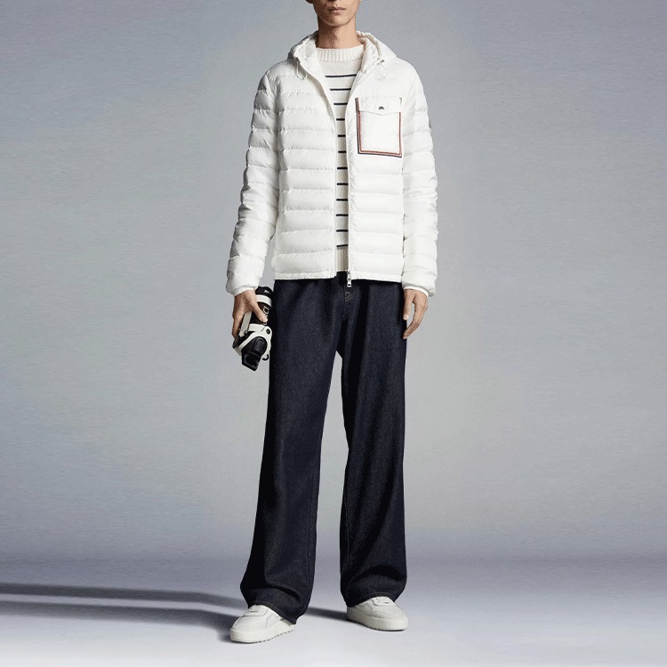 Moncler SS22 Lihou Stripe Pocket Hooded Down Jacket Unisex White H10911A0006153279032 圖 3