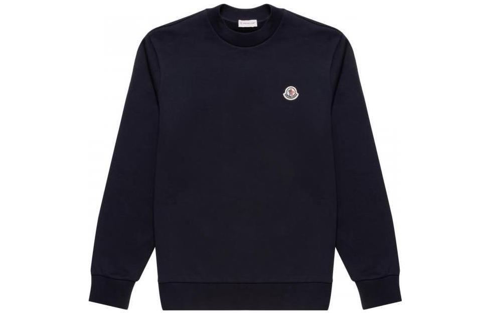 Moncler SS22 Logo Crewneck Long Sleeve Pullover Sweatshirt Navy Blue 8G00051809KR778
