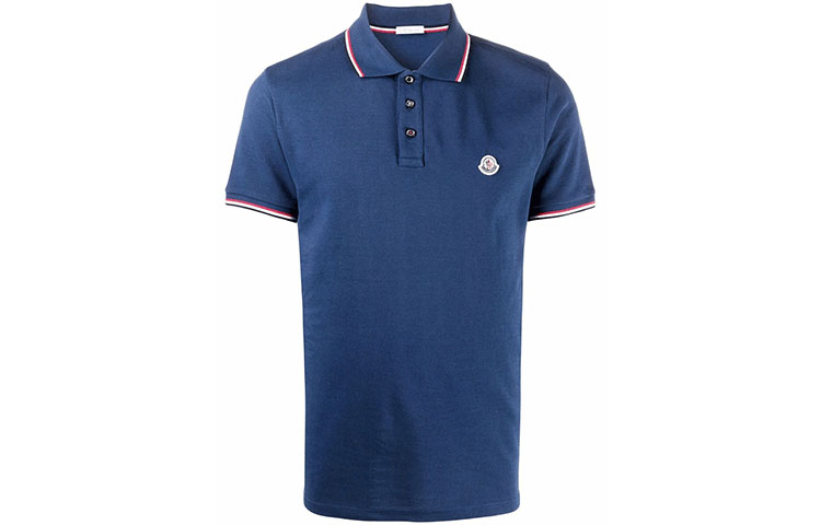 Order Moncler Polo Azul SS22 con Parche de Logo y Detalles de Rayas. G20918A0001084556796