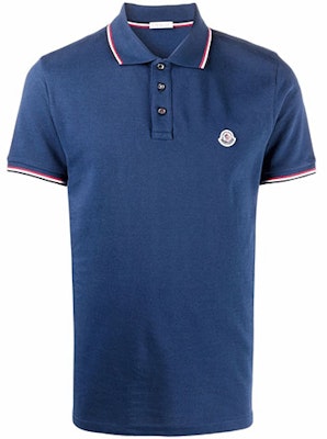 Moncler SS22 Kaos Polo Patch Logo Trim Garis Biru. G20918A0001084556796 Order Moncler SS22 Kaos Polo Patch Logo Trim Garis Biru. G20918A0001084556796