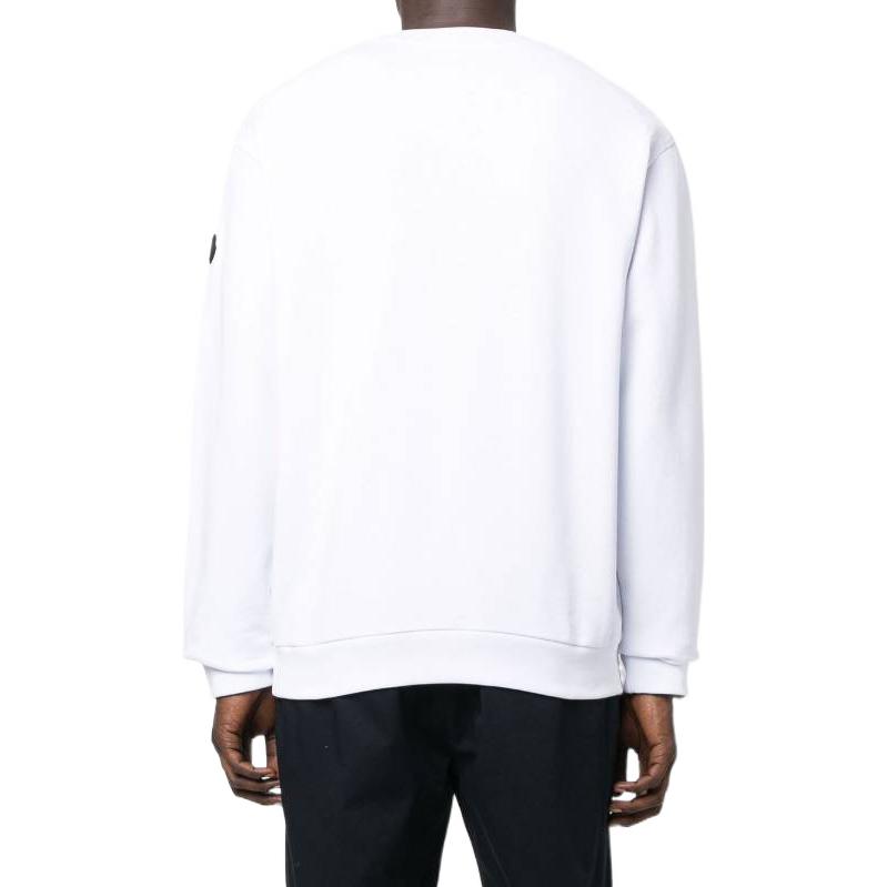 Shop Moncler SS22 標誌印花白色圓領套頭衫 8G00010809KR001