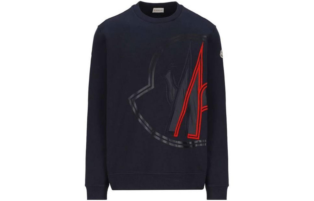 Moncler SS22 Logo Print Crewneck Sweatshirt Navy Blue H10918G00014809KR778