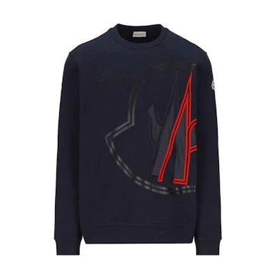 Moncler SS22 Logo Print Crewneck Sweatshirt Navy Blue H10918G00014809KR778