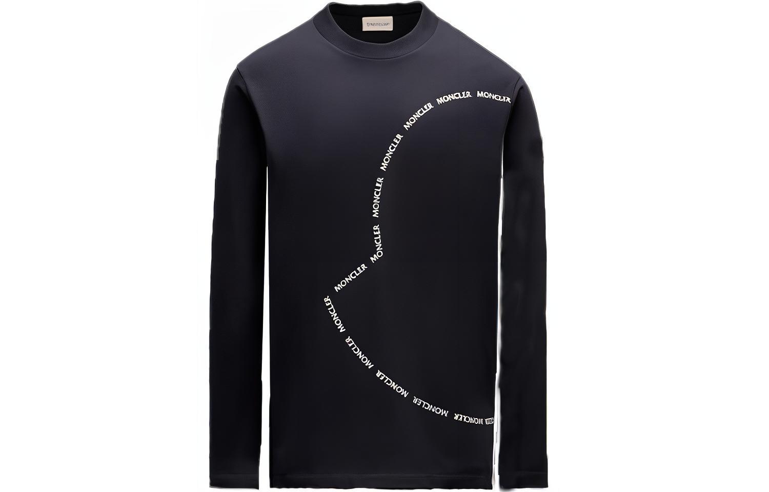 Order Moncler SS22 海軍藍圓形徽標印花長袖T恤 H10918D000098390T778