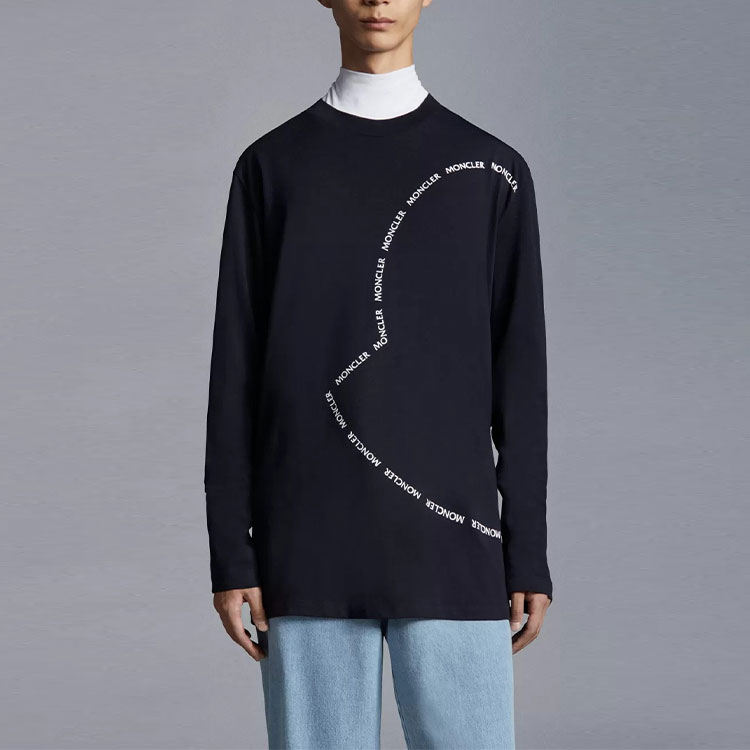 Lookbook Moncler SS22 海軍藍圓形徽標印花長袖T恤 H10918D000098390T778
