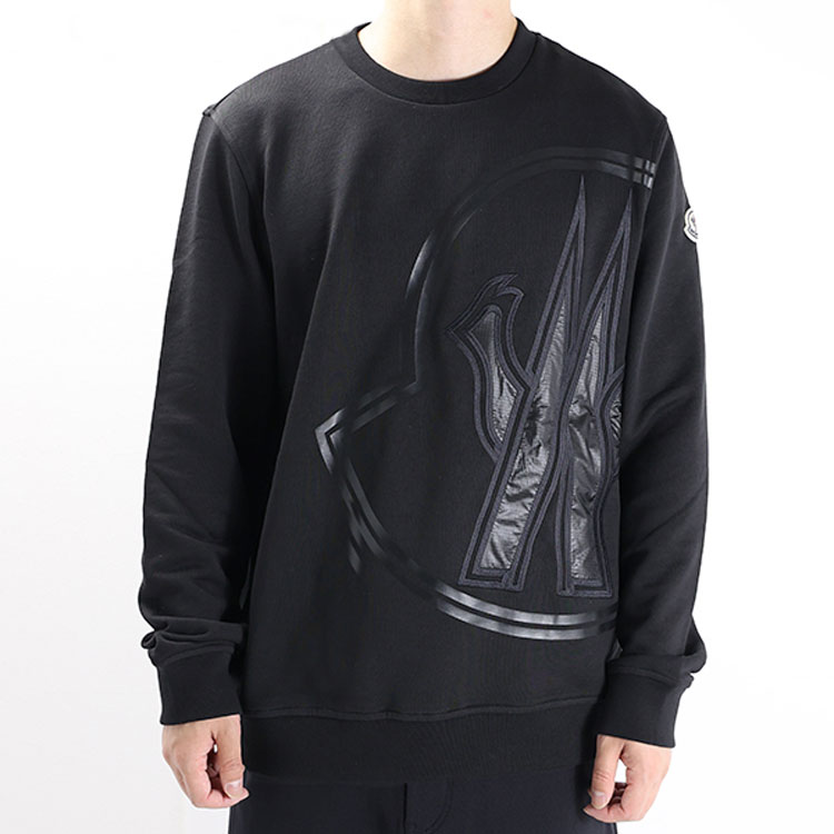 Shop Sudadera Negra con Logo de Patrón Moncler SS22 8G00014809KR999