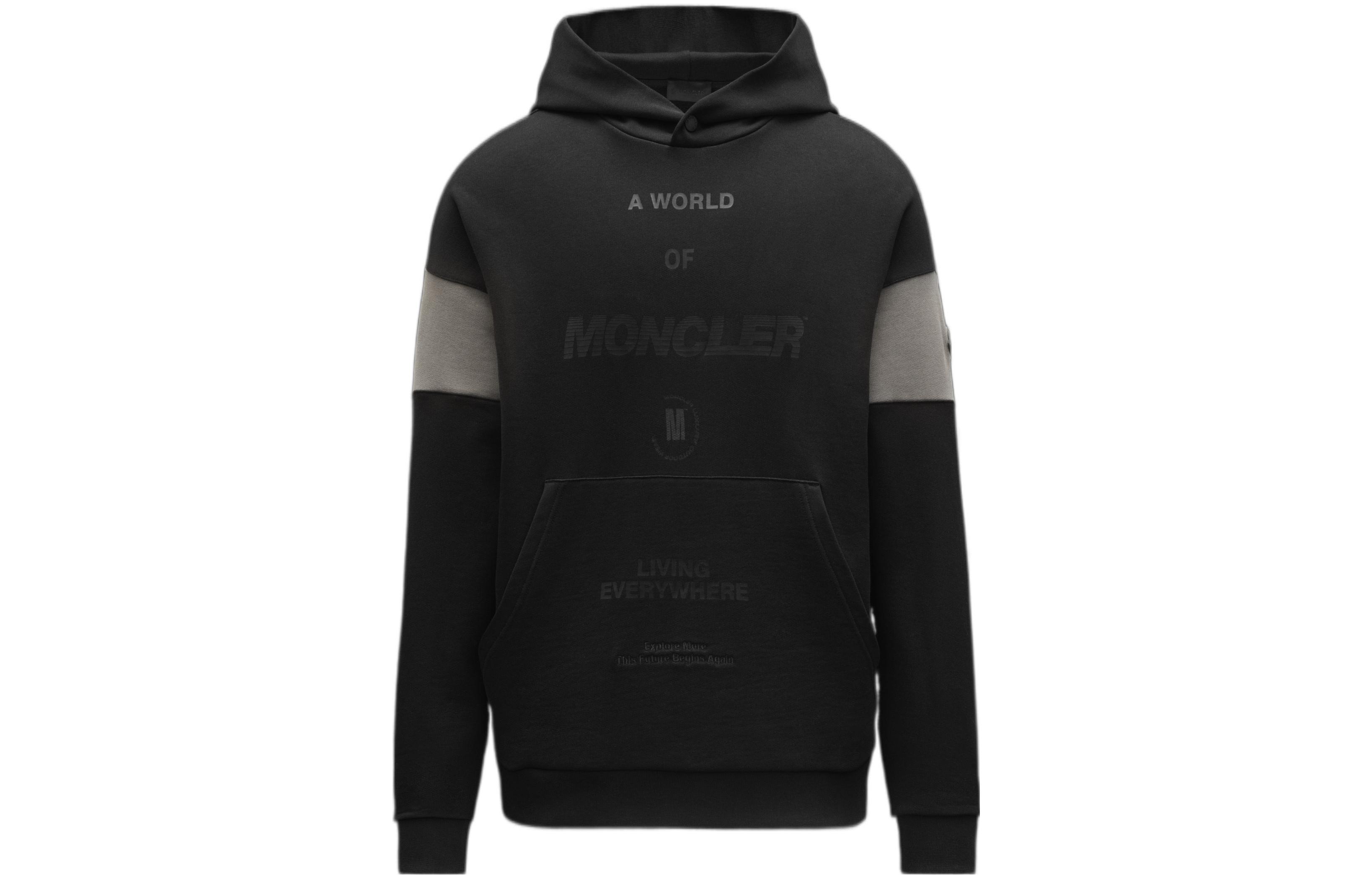 Moncler SS22 Pullover Hoodie with Logo Print Black () H10918G00030809KR999