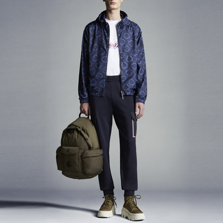 Lookbook Chaqueta Reversible con Logo Moncler SS22 Azul Medianoche Hombre. H10911A001525955I778