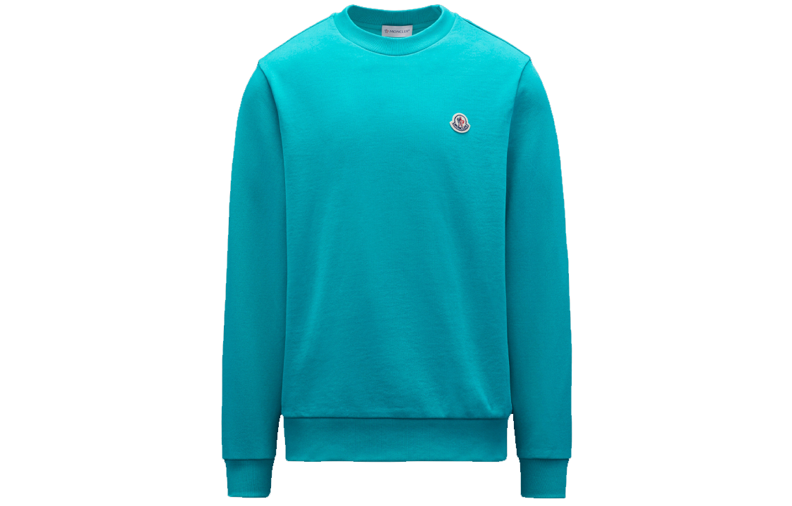 Moncler SS22 Solid Color Crewneck Logo Sweatshirt - Spectrum Green H10918G00051809KR83T