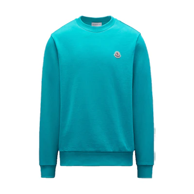 Moncler SS22 Solid Color Crewneck Logo Sweatshirt - Spectrum Green H10918G00051809KR83T