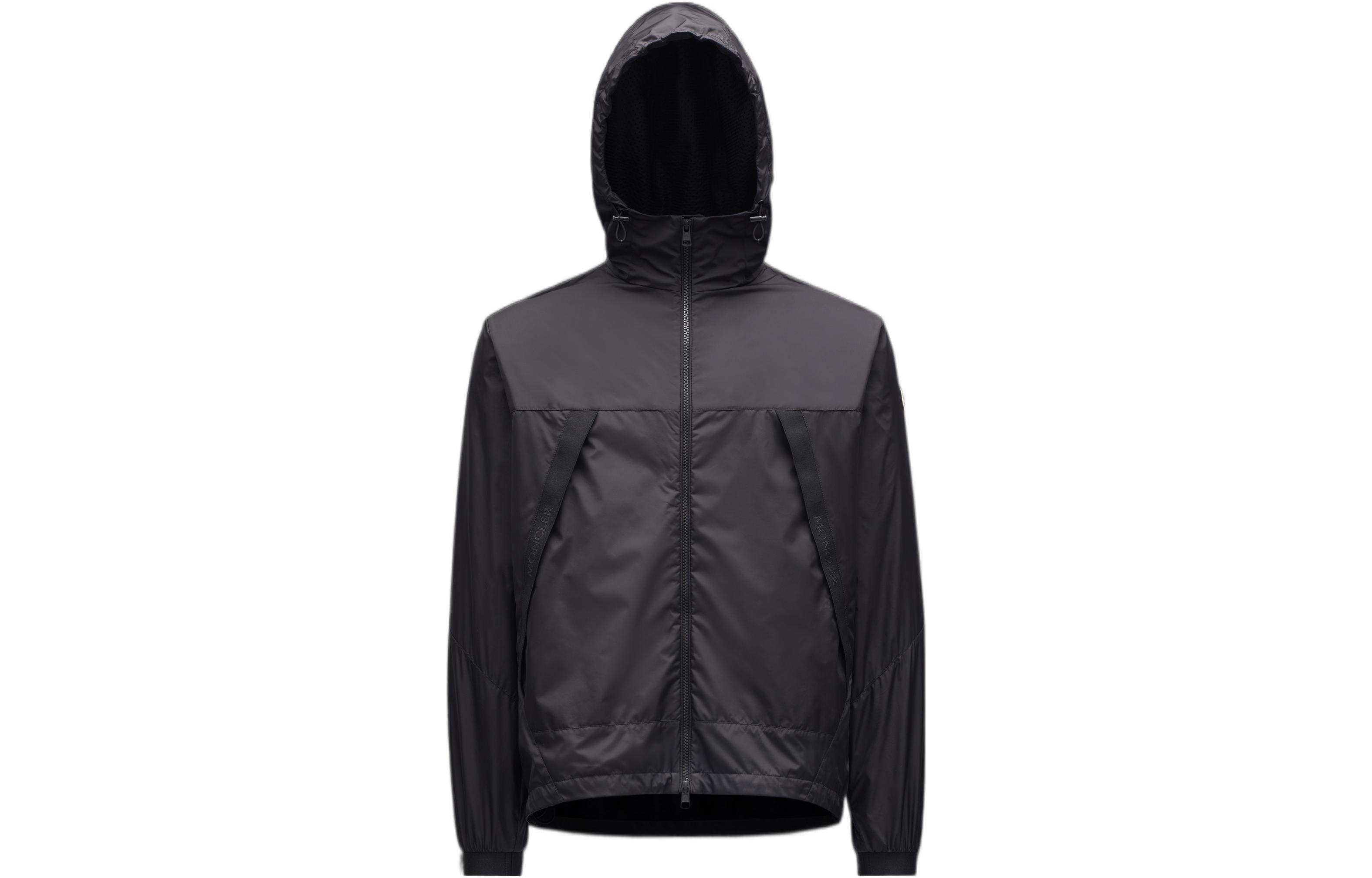 Moncler SS22 Valéry Solid Zip Rain Jacket Black H10911A0015968352999