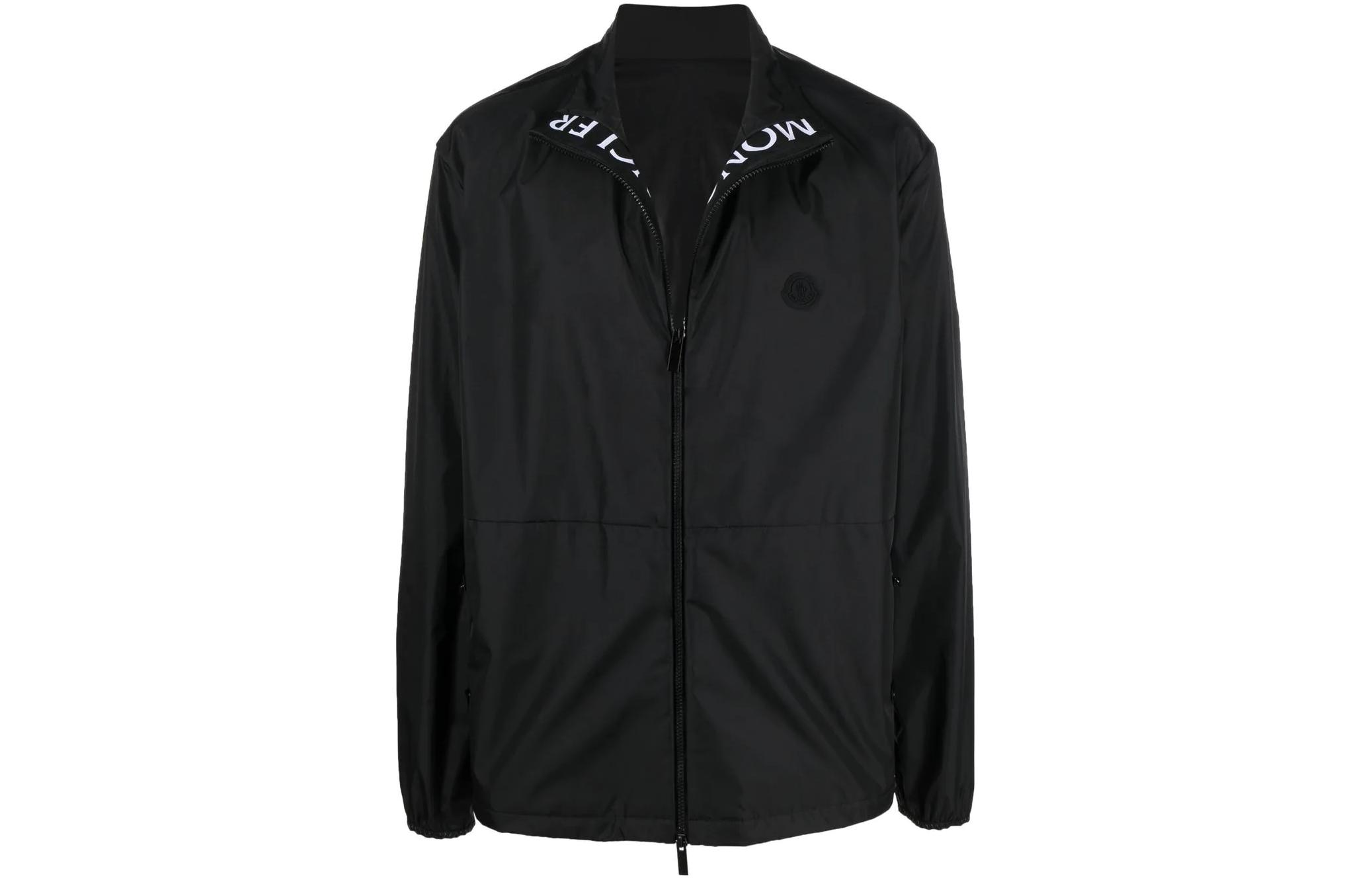 Moncler SS22 Waterproof Black Label Letter Print High Collar Jacket Black Men. H10911A0009768352999