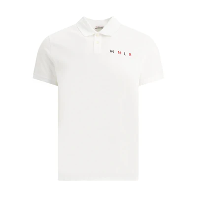 Moncler SS22 White Polo Shirt with Solid Logo Letter Print Design. 8A0002484673001