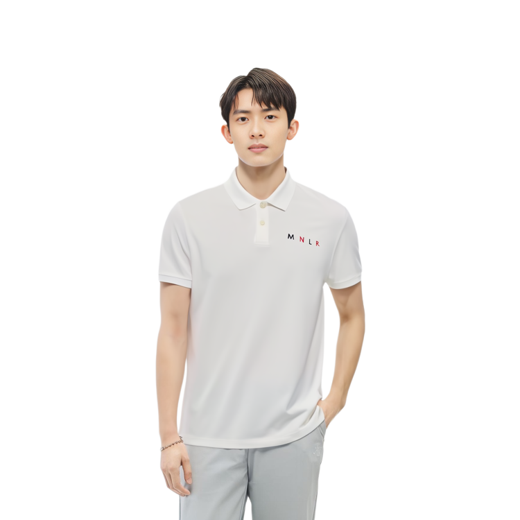 Shop Moncler SS22 Polo Blanco con Diseño de Logo y Letra Estampada. 8A0002484673001
