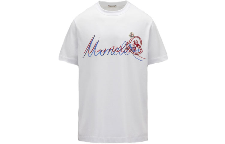 Moncler SS22 White Crewneck T-Shirt with Solid Color Logo Print H10918C000428390T001 圖 2
