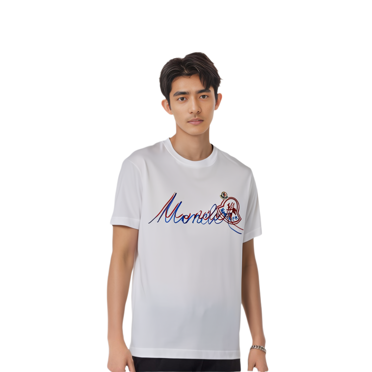 Moncler SS22 White Crewneck T-Shirt with Solid Color Logo Print H10918C000428390T001 圖 5