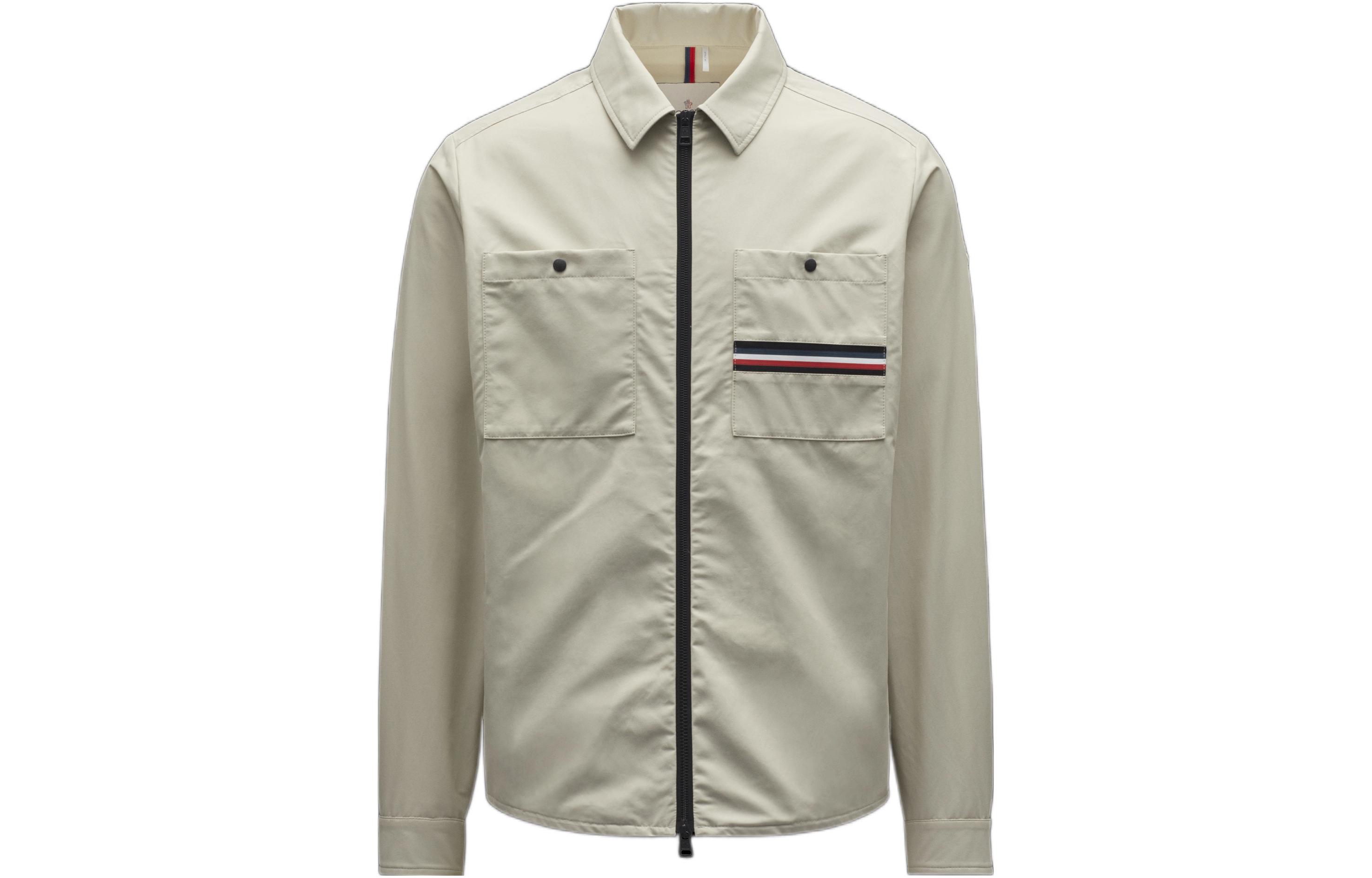 Moncler SS22 White Jacket with Tricolor Stripe Details H10911A0015154ARP207
