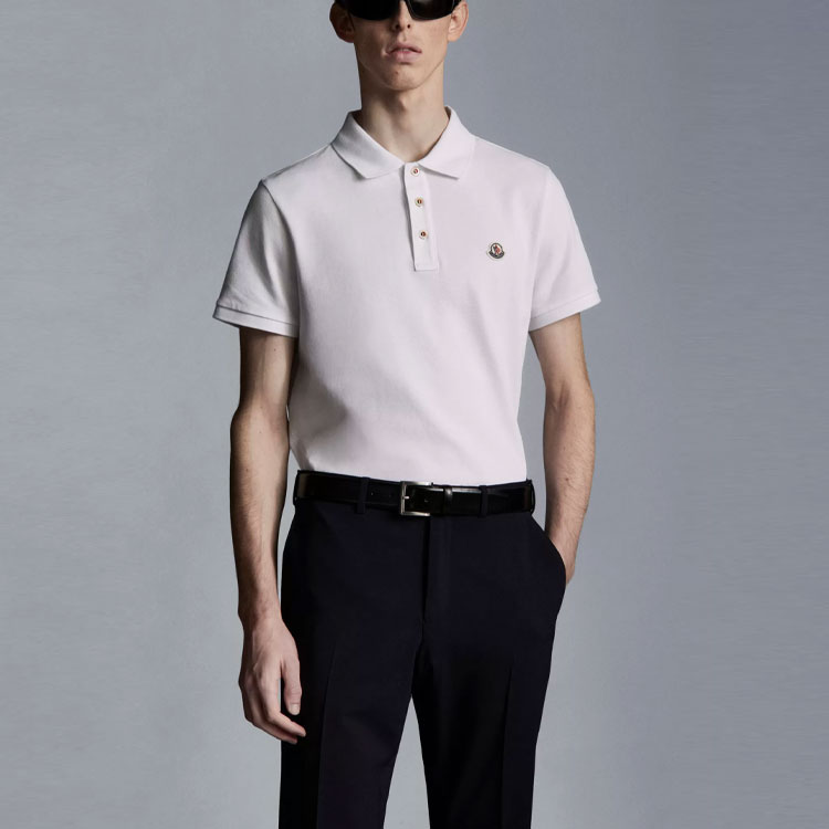 Moncler SS22 White Solid Patch Short Sleeve Polo Shirt H10918A0000984556001 圖 3