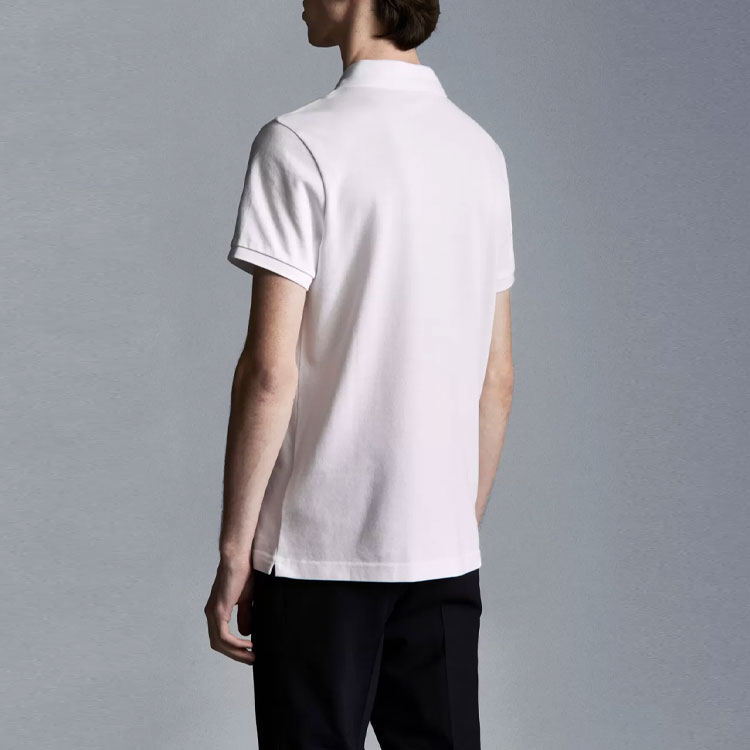Moncler SS22 White Solid Patch Short Sleeve Polo Shirt H10918A0000984556001 圖 4