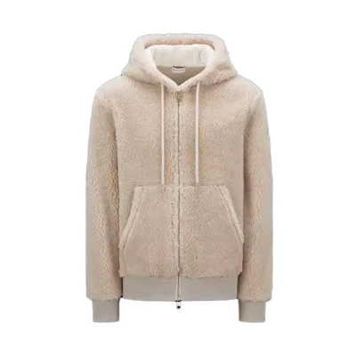 Moncler SS23 Beige Solid Color Zip-Up Hoodie I20918G0002389A5V21E