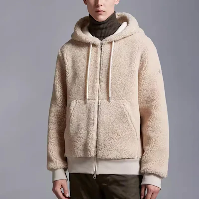 Moncler SS23 Beige Solid Color Zip-Up Hoodie I20918G0002389A5V21E Lookbook Moncler SS23 Beige Solid Color Zip-Up Hoodie I20918G0002389A5V21E