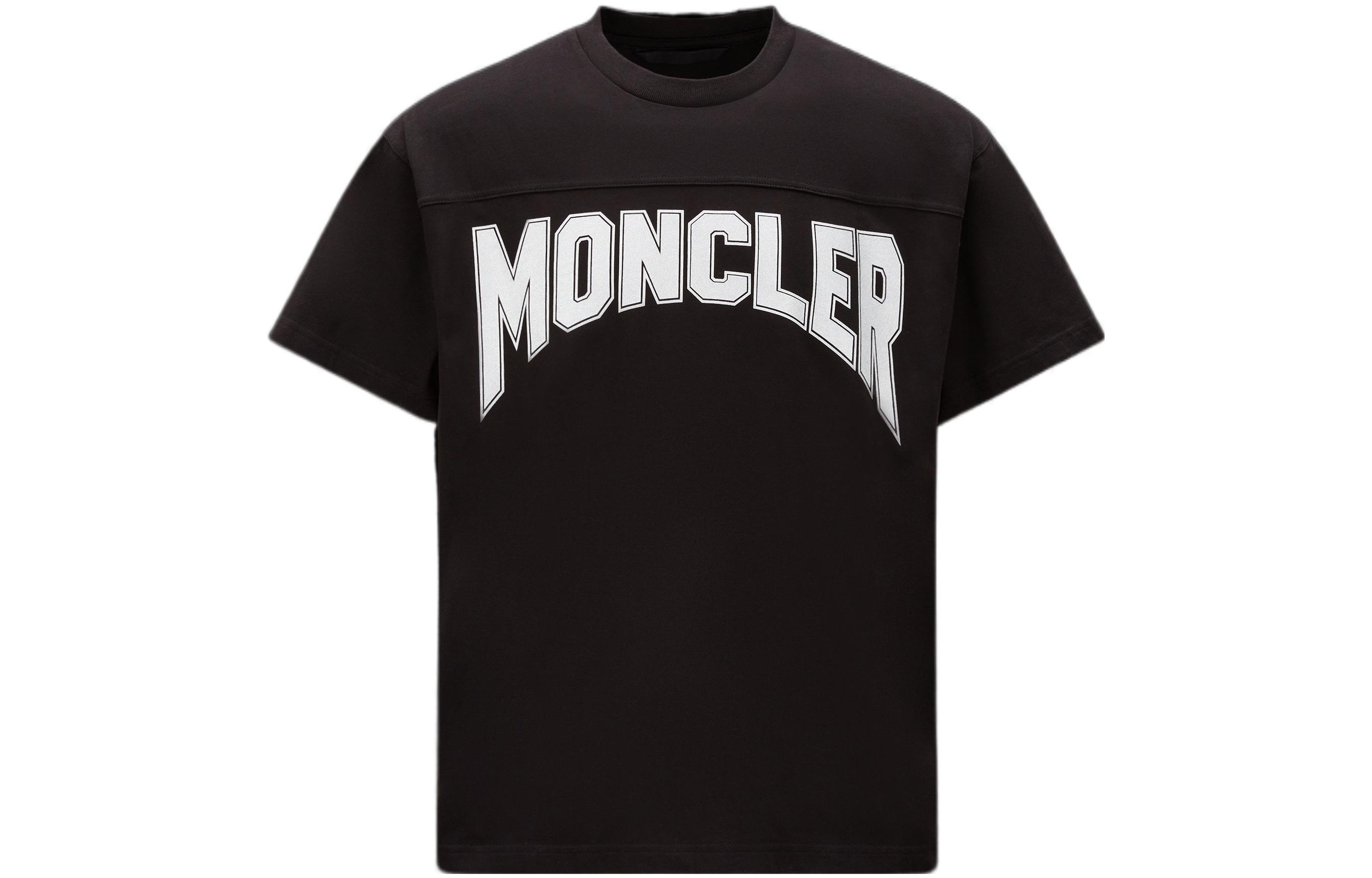 Order Moncler SS23  Black Contrast Letter Logo Print Crewneck T-Shirt I10918C00011M2643999