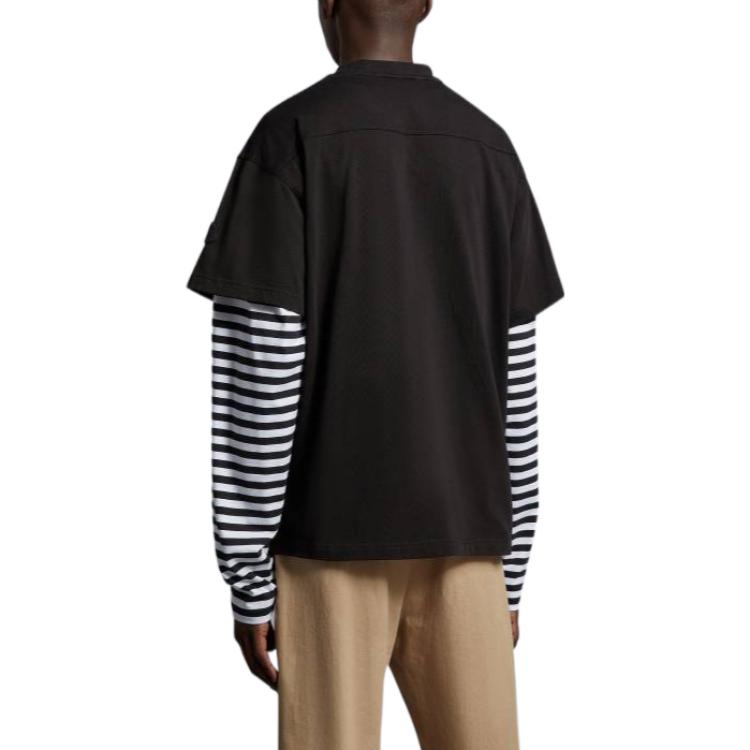 Shop Moncler SS23  Black Contrast Letter Logo Print Crewneck T-Shirt I10918C00011M2643999